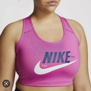 NIKE Sz 2XL Pink Sports Bra Swoosh Plus Size